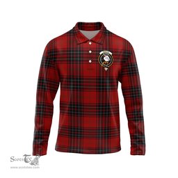 Scottish Wemyss Clan Crest Tartan Polo Long Sleeve Plaid Polo Shirt