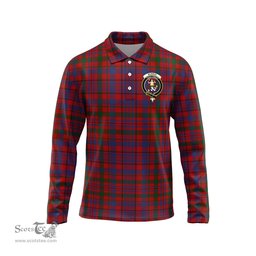 Scottish Murray of Tullibardine Clan Crest Tartan Polo Long Sleeve Plaid Polo Shirt