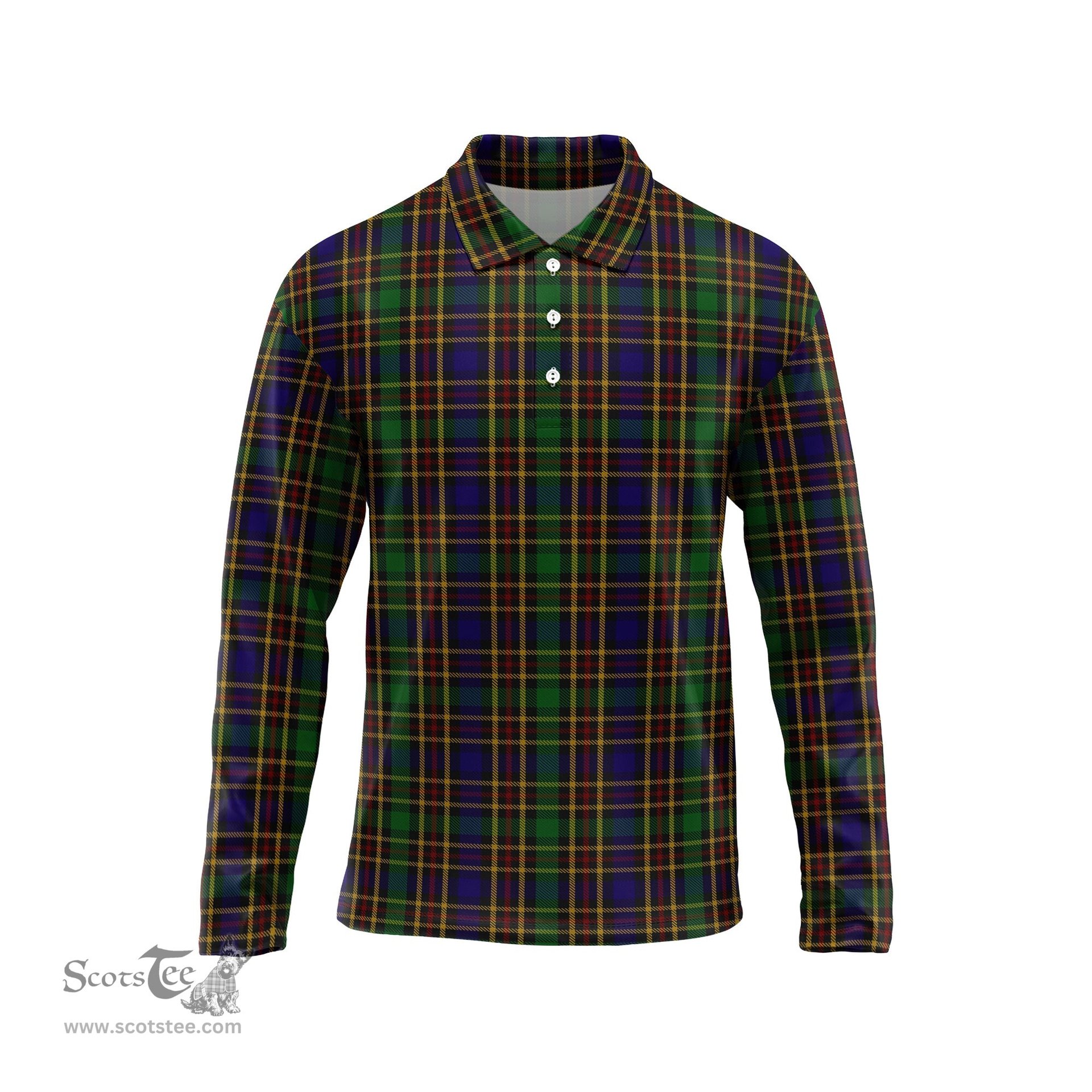 Scottish Vosko Tartan Long Sleeve Plaid Polo Shirt