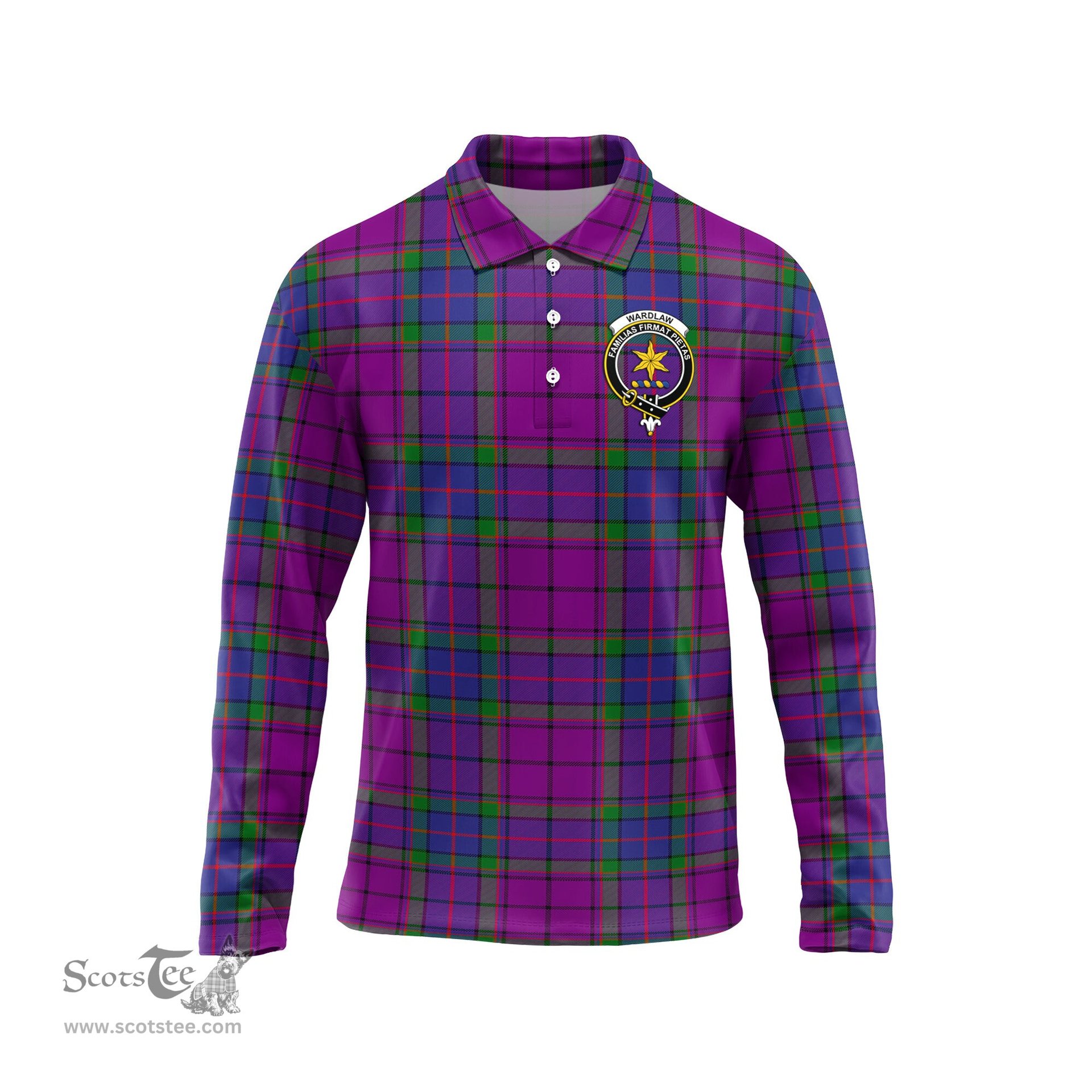 Scottish Wardlaw Modern Clan Crest Tartan Polo Long Sleeve Plaid Polo Shirt