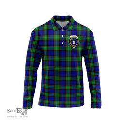 Scottish Sempill Modern Clan Crest Tartan Polo Long Sleeve Plaid Polo Shirt