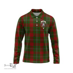Scottish Strange Clan Crest Tartan Polo Long Sleeve Plaid Polo Shirt