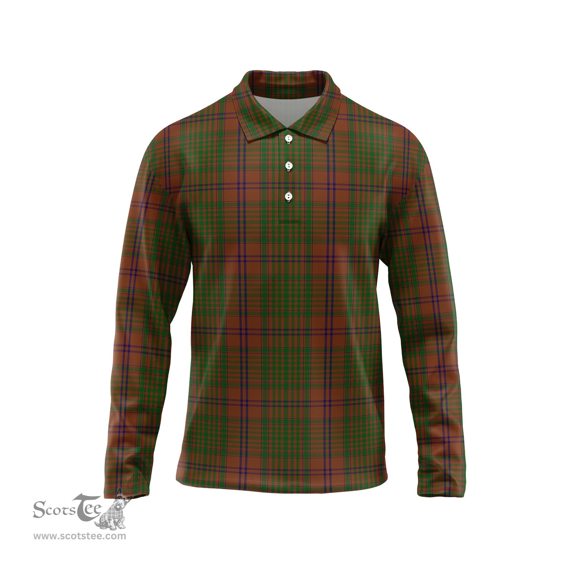 Scottish MacGillivray Hunting Tartan Long Sleeve Plaid Polo Shirt