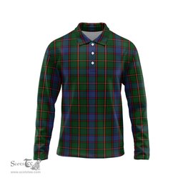 Scottish Skene Tartan Long Sleeve Plaid Polo Shirt