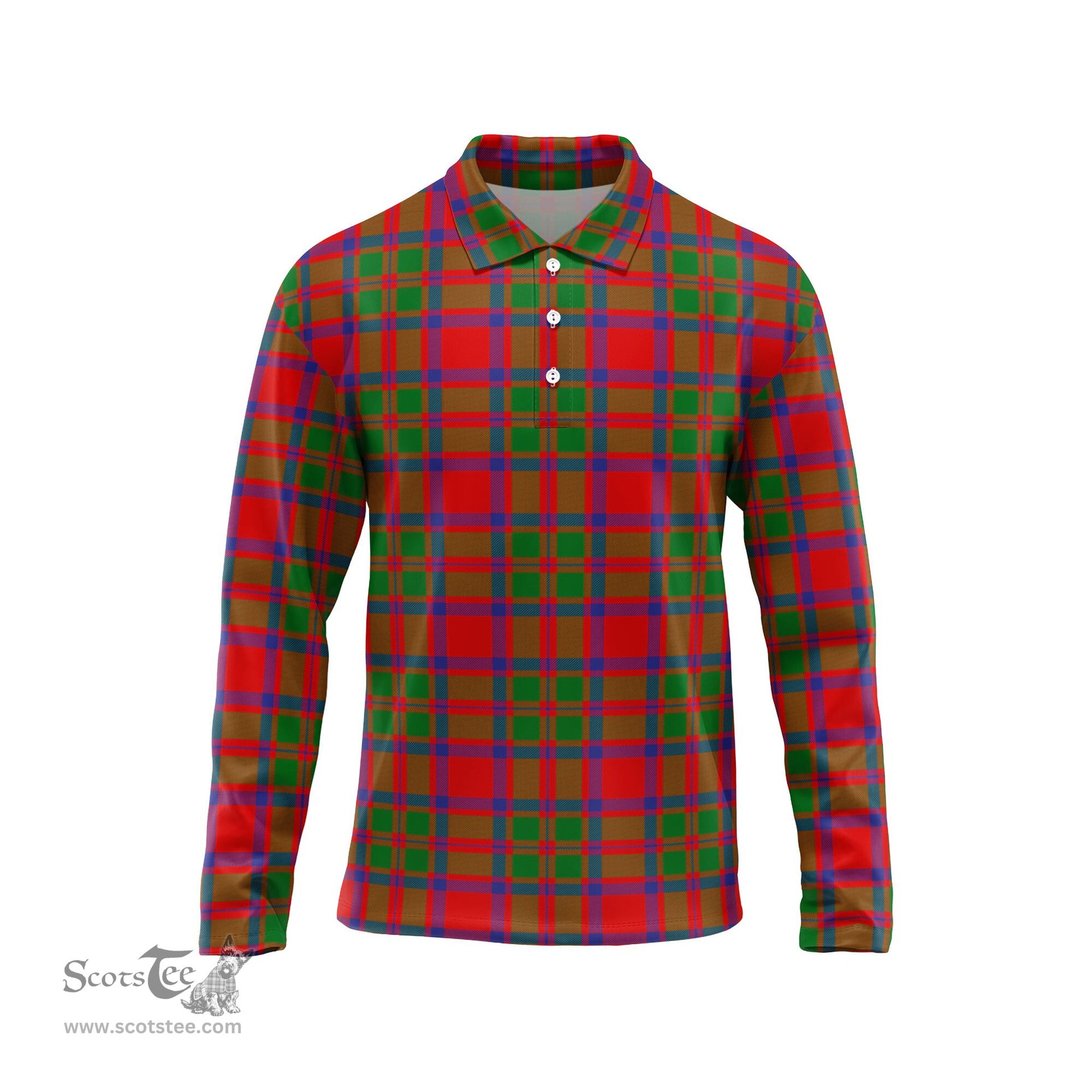 Scottish MacKintosh Modern Tartan Long Sleeve Plaid Polo Shirt