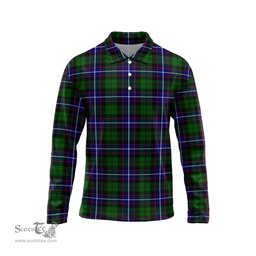 Scottish Russell Modern Tartan Long Sleeve Plaid Polo Shirt