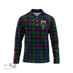 Scottish Morrison Modern Clan Crest Tartan Polo Long Sleeve Plaid Polo Shirt
