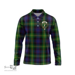 Scottish Watson Clan Crest Tartan Polo Long Sleeve Plaid Polo Shirt