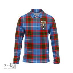 Scottish Skirving Clan Crest Tartan Polo Long Sleeve Plaid Polo Shirt