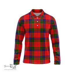 Scottish Nicolson Modern Tartan Long Sleeve Plaid Polo Shirt