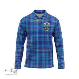 Scottish Mercer Modern Clan Crest Tartan Polo Long Sleeve Plaid Polo Shirt