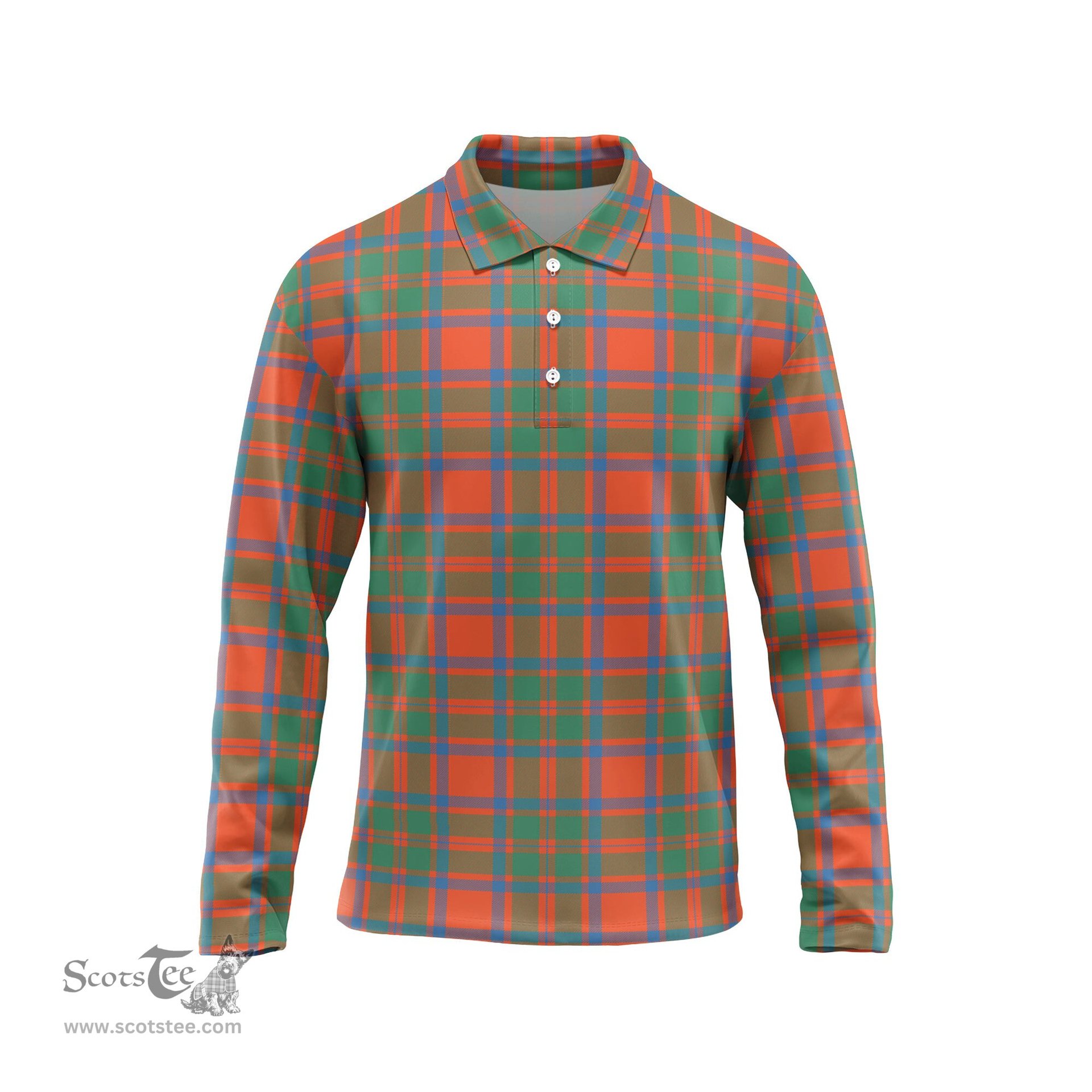 Scottish MacKintosh Ancient Tartan Long Sleeve Plaid Polo Shirt