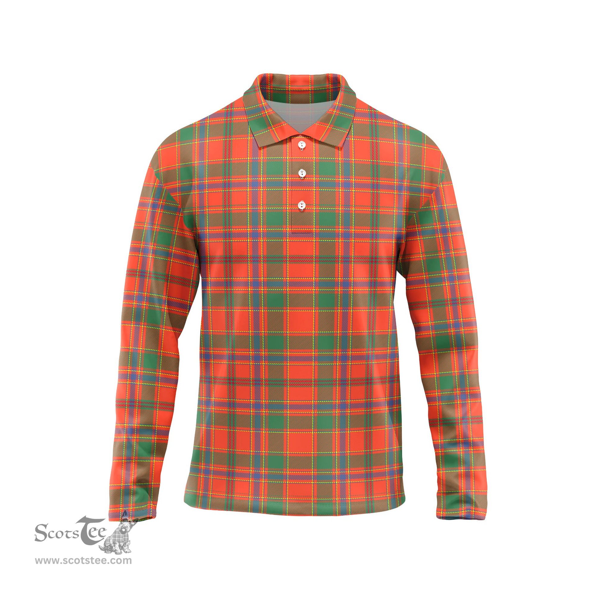 Scottish Munro Ancient Tartan Long Sleeve Plaid Polo Shirt