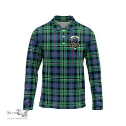 Scottish Rose Hunting Ancient Clan Crest Tartan Polo Long Sleeve Plaid Polo Shirt