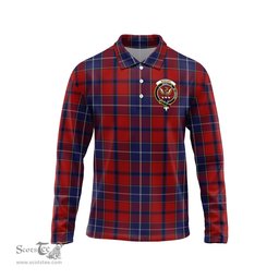 Scottish Wishart Dress Clan Crest Tartan Polo Long Sleeve Plaid Polo Shirt