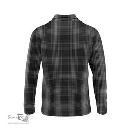 Scottish Stewart Mourning Clan Crest Tartan Polo Long Sleeve Plaid Polo Shirt