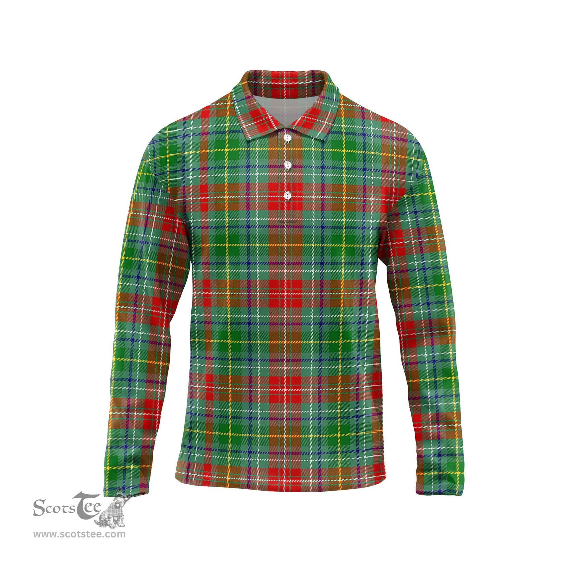 Scottish Muirhead Tartan Long Sleeve Plaid Polo Shirt
