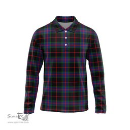Scottish Nairn Tartan Long Sleeve Plaid Polo Shirt