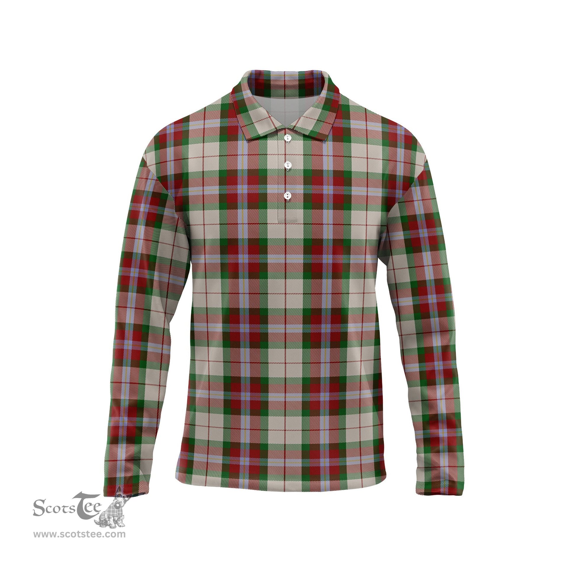 Scottish MacLean Dress Tartan Long Sleeve Plaid Polo Shirt