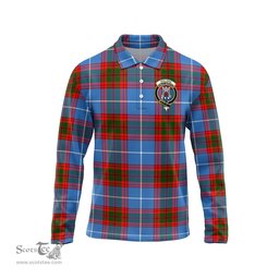 Scottish Spalding Clan Crest Tartan Polo Long Sleeve Plaid Polo Shirt