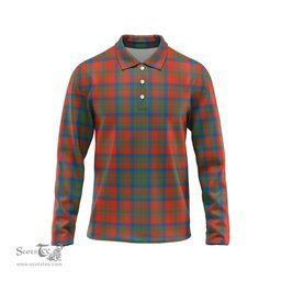 Scottish Matheson Ancient Tartan Long Sleeve Plaid Polo Shirt