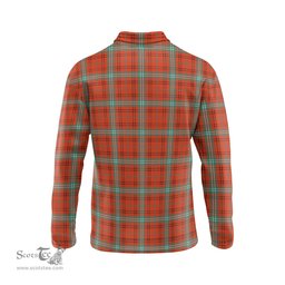 Scottish Morrison Red Ancient Tartan Long Sleeve Plaid Polo Shirt