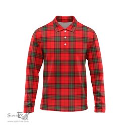 Scottish Seton Modern Tartan Long Sleeve Plaid Polo Shirt