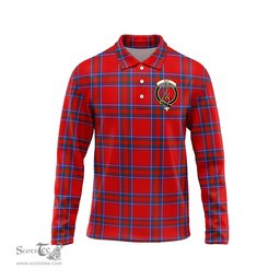 Scottish Rait Clan Crest Tartan Polo Long Sleeve Plaid Polo Shirt