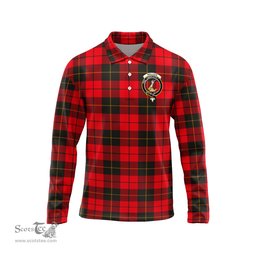 Scottish Wallace Weathered Clan Crest Tartan Polo Long Sleeve Plaid Polo Shirt