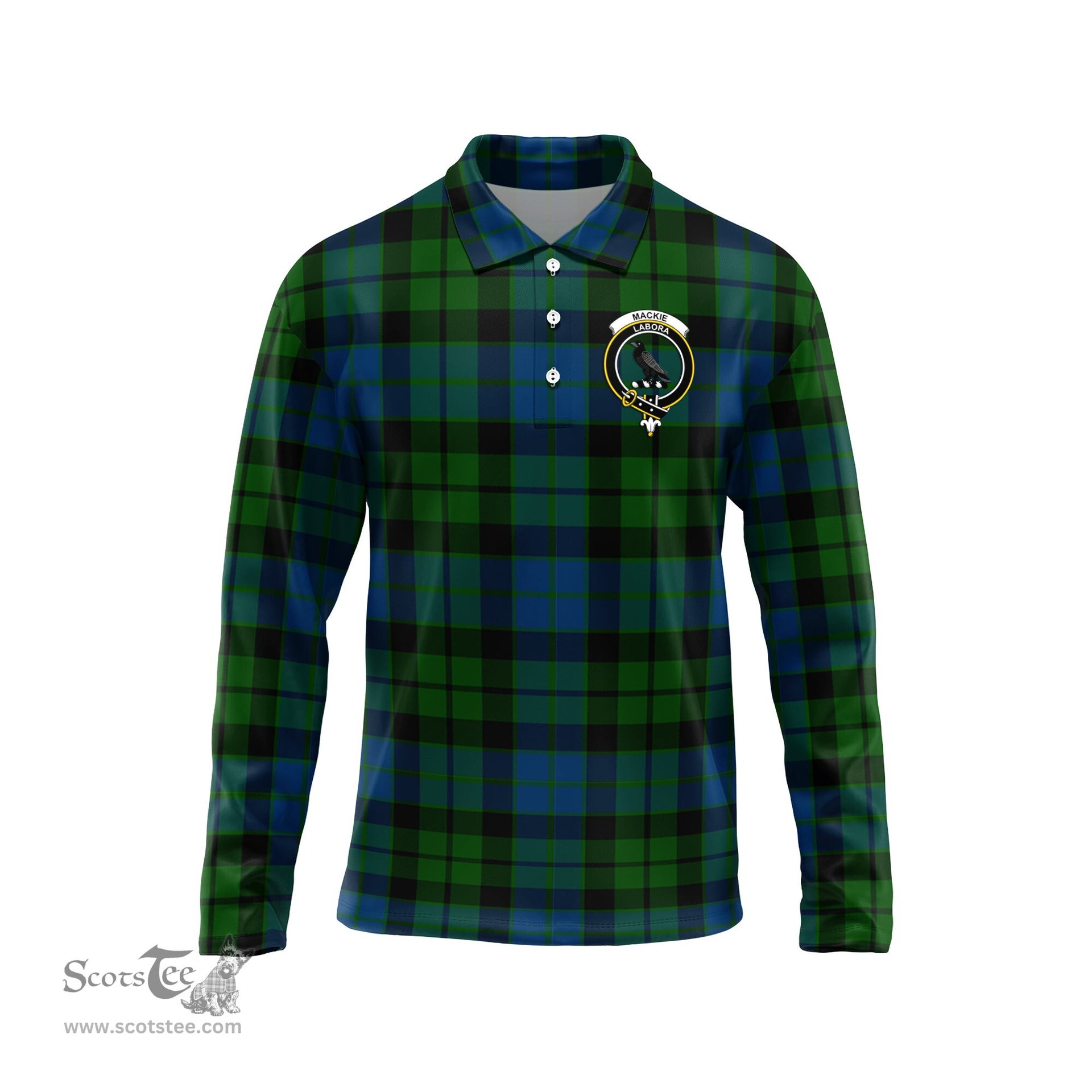 Scottish MacKie Clan Crest Tartan Polo Long Sleeve Plaid Polo Shirt