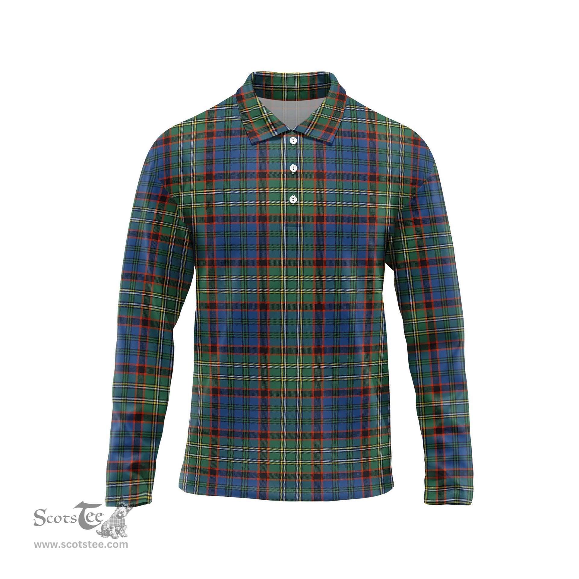 Scottish Nicolson Hunting Ancient Tartan Long Sleeve Plaid Polo Shirt