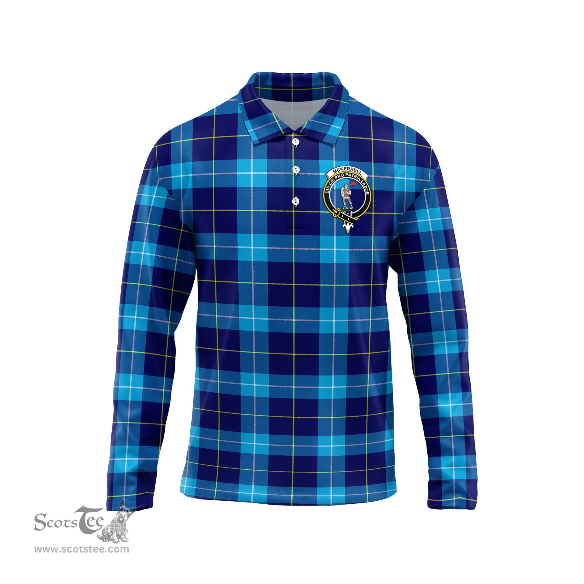 Scottish McKerrell Clan Crest Tartan Polo Long Sleeve Plaid Polo Shirt