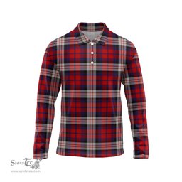 Scottish MacDonald Dress Irish Tartan Long Sleeve Plaid Polo Shirt