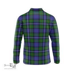 Scottish Robertson Hunting Modern Tartan Long Sleeve Plaid Polo Shirt