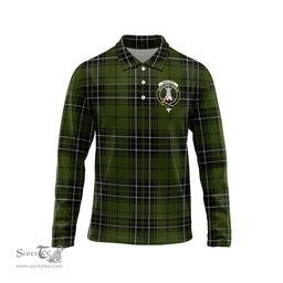 Scottish MacLean Hunting Clan Crest Tartan Polo Long Sleeve Plaid Polo Shirt