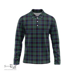 Scottish Stephenson Tartan Long Sleeve Plaid Polo Shirt