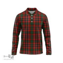 Scottish MacInnes Hastie Tartan Long Sleeve Plaid Polo Shirt