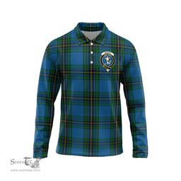Scottish Murray of Elibank Clan Crest Tartan Polo Long Sleeve Plaid Polo Shirt