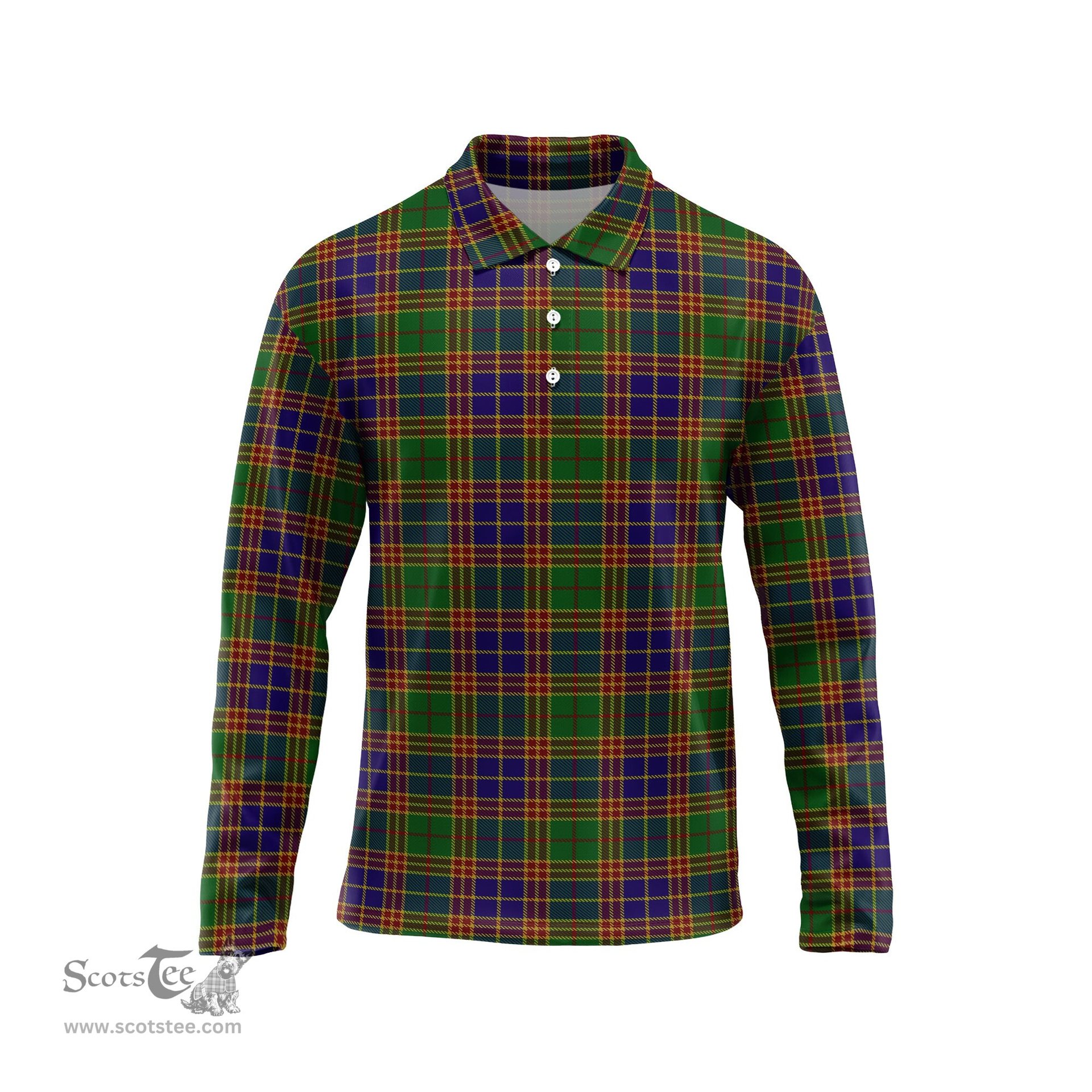 Scottish Stevenson Tartan Long Sleeve Plaid Polo Shirt