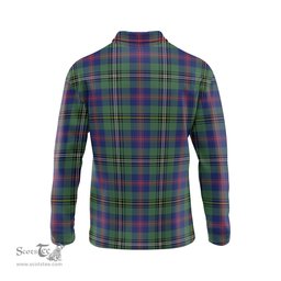 Scottish Wood Modern Tartan Long Sleeve Plaid Polo Shirt