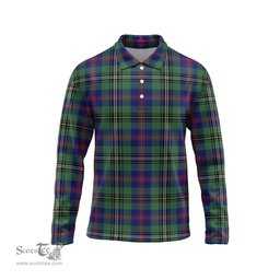 Scottish Wood Modern Tartan Long Sleeve Plaid Polo Shirt
