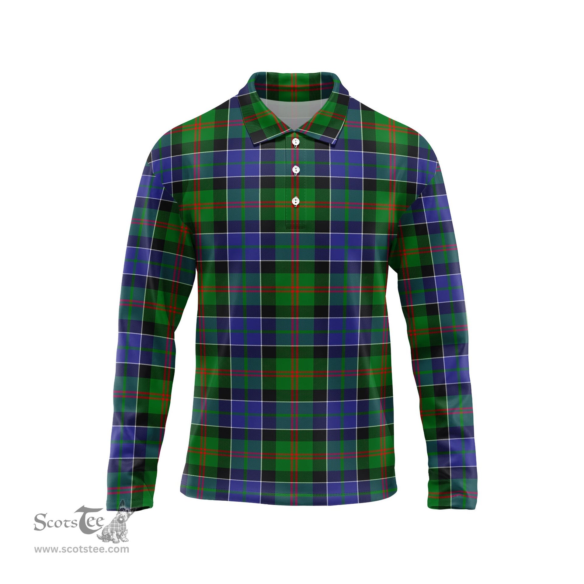 Scottish Paterson Tartan Long Sleeve Plaid Polo Shirt