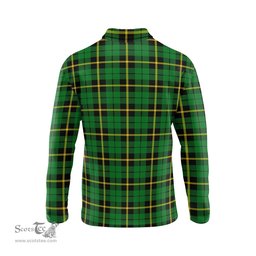 Scottish Wallace Hunting Green Clan Crest Tartan Polo Long Sleeve Plaid Polo Shirt