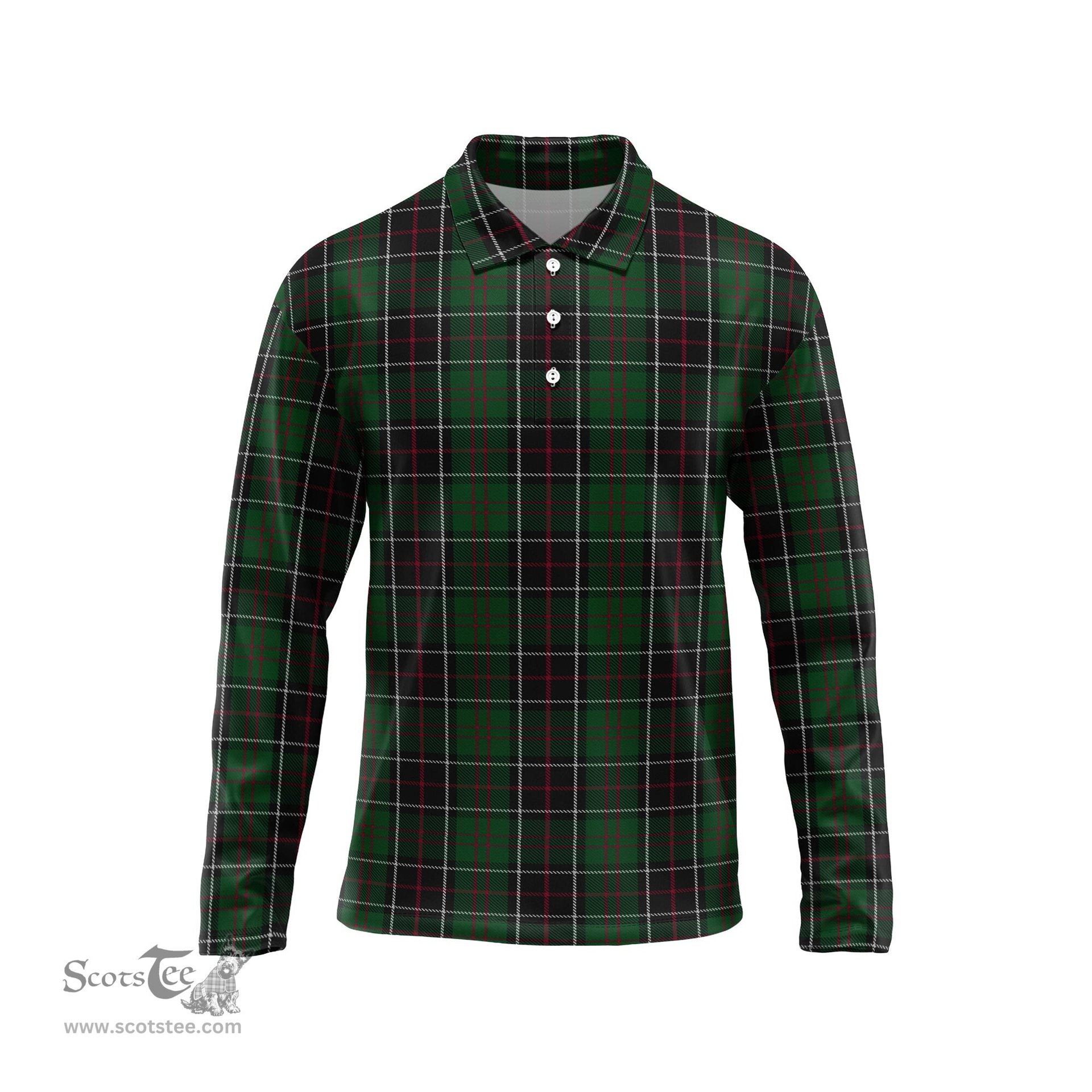 Scottish Sinclair Hunting Tartan Long Sleeve Plaid Polo Shirt