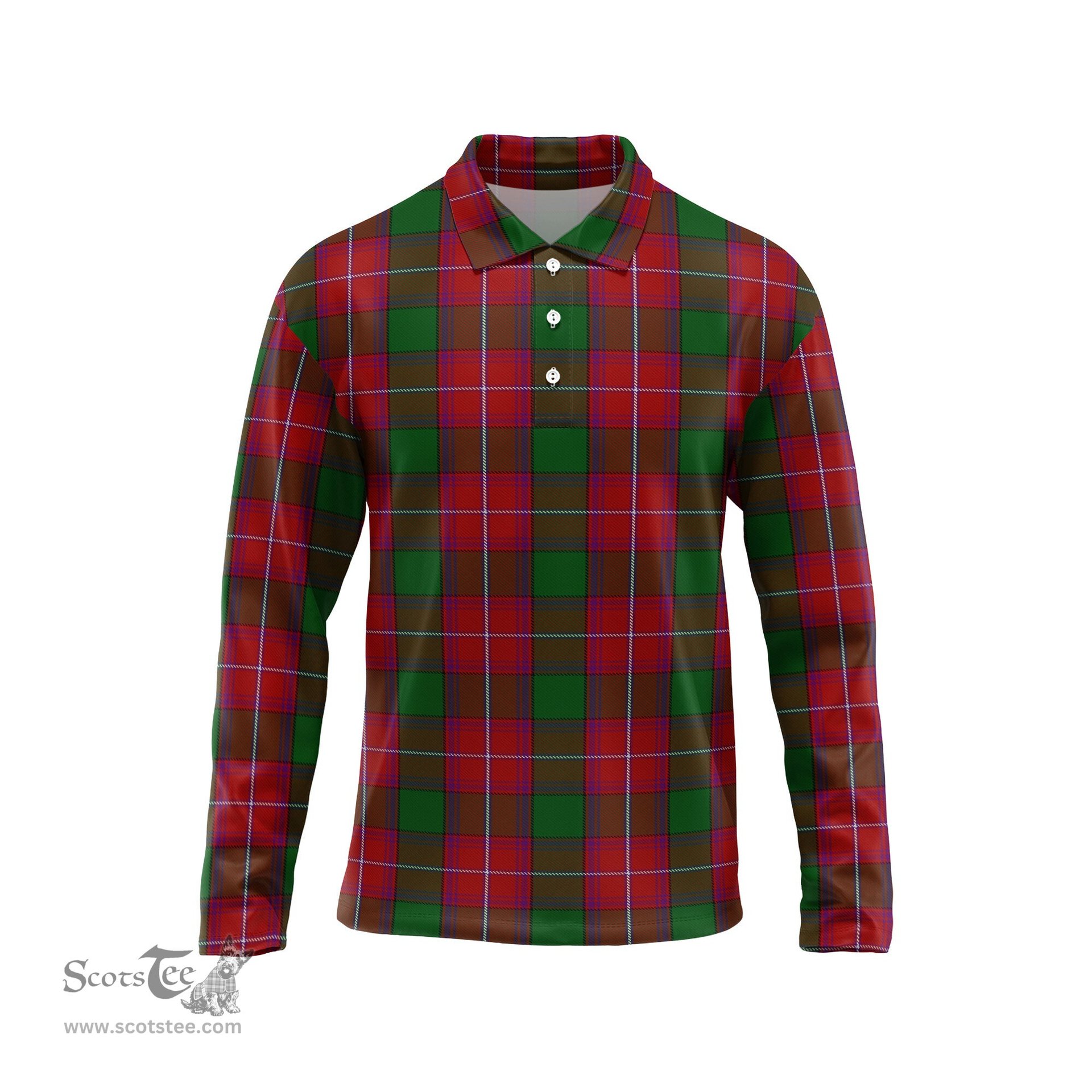 Scottish Rattray Tartan Long Sleeve Plaid Polo Shirt