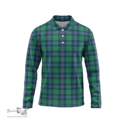 Scottish Shaw Ancient Tartan Long Sleeve Plaid Polo Shirt
