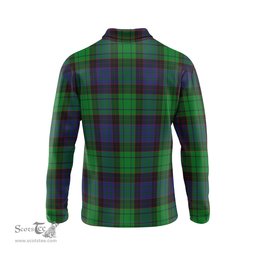 Scottish Stewart Old Modern Tartan Long Sleeve Plaid Polo Shirt