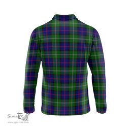 Scottish MacThomas Modern Tartan Long Sleeve Plaid Polo Shirt