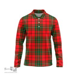 Scottish MacAulay Modern Tartan Long Sleeve Plaid Polo Shirt