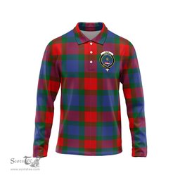 Scottish Mar Clan Crest Tartan Polo Long Sleeve Plaid Polo Shirt